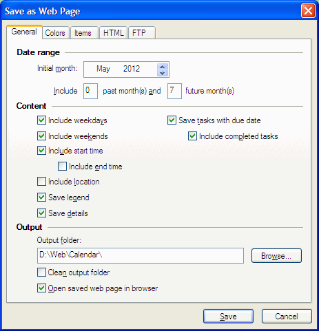 Save as a Web page - General
