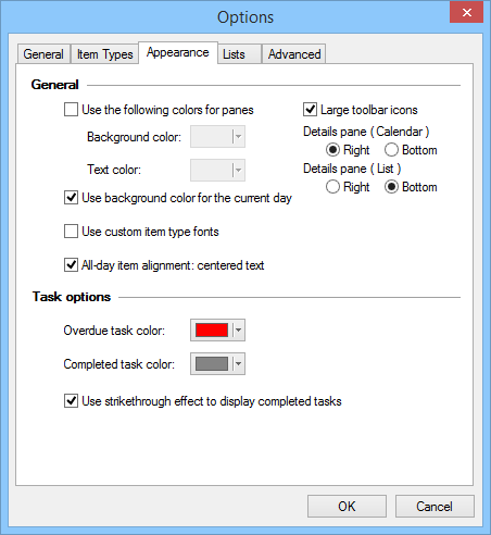 Options - Appearance