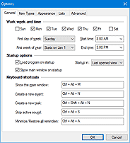 Calendarscope - Options - General