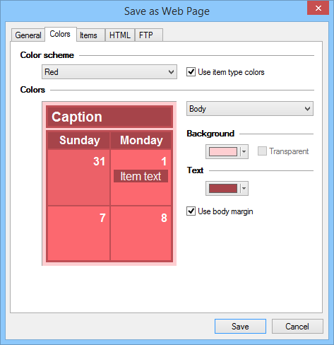 Save as Web page - Colors